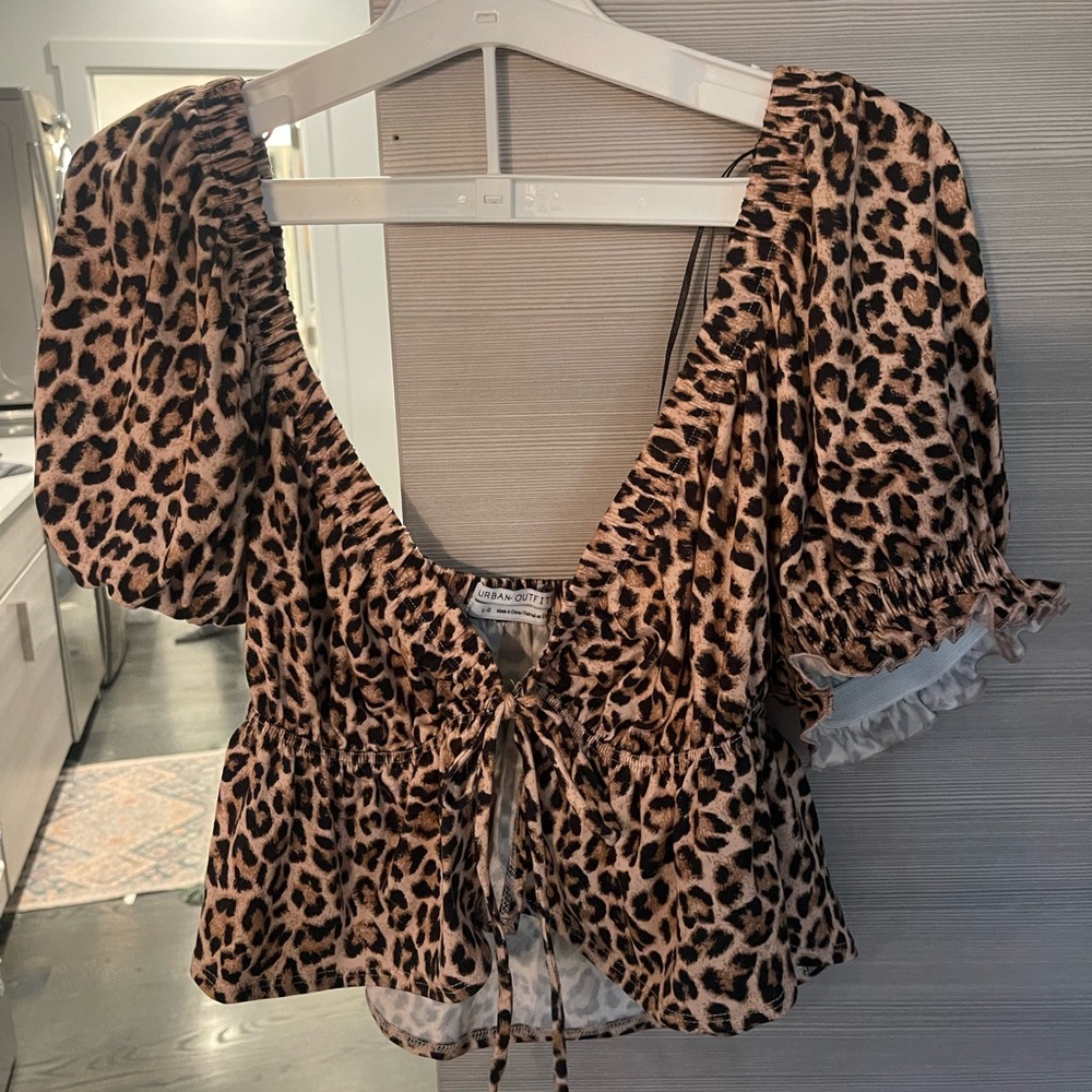 Urban outfitters cheetah tie crop top